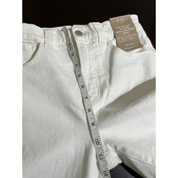 NWT Madewell The Perfect Vintage Wide Leg Crop Jeans White Denim Size 25 - Picture 13 of 16